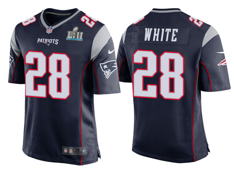 Youth New England Patriots #28 James White Navy Super Bowl LII Bound Game Jersey Youth New England Patriots #28 James White Navy Super Bowl LII Bound Game Jersey