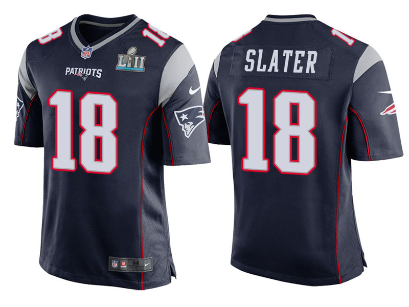 Youth New England Patriots #18 Matthew Slater Navy Super Bowl LII Bound Game Jersey