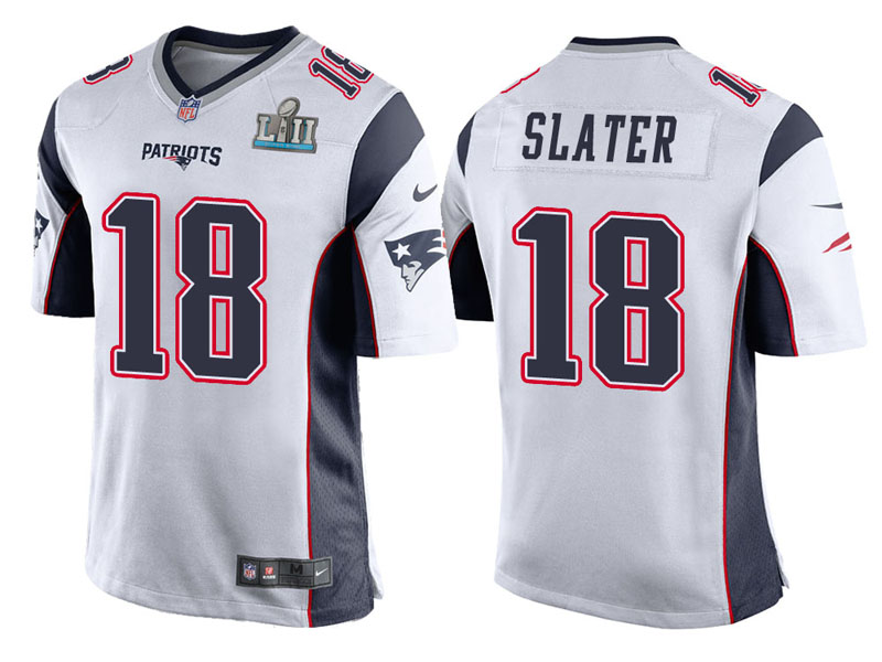 Youth New England Patriots #18 Matthew Slater White Super Bowl LII Bound Game Jersey