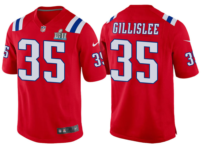 Youth New England Patriots #35 Mike Gillislee Red Super Bowl LII Bound Game Jersey