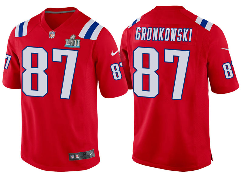 Youth New England Patriots #87 Rob Gronkowski Red Super Bowl LII Bound Game Jersey Youth New England Patriots #87 Rob Gronkowski Red Super Bowl LII Bound Game Jersey