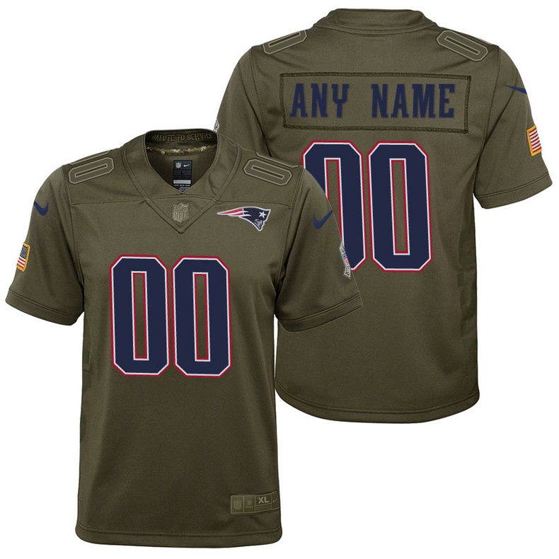Youth New England Patriots Olive 2017 Salute to Service Game Customized Jersey Youth New England Patriots Olive 2017 Salute to Service Game Customized Jersey