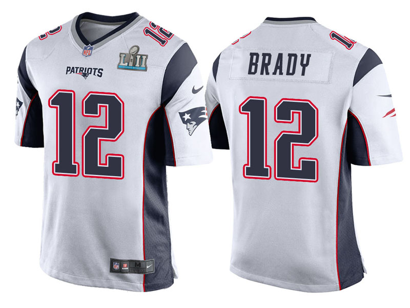 Youth New England Patriots #12 Tom Brady White Super Bowl LII Bound Game Jersey Youth New England Patriots #12 Tom Brady White Super Bowl LII Bound Game Jersey