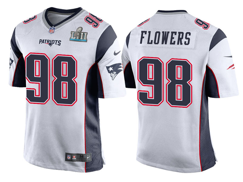 Youth New England Patriots #98 Trey Flowers White Super Bowl LII Bound Game Jersey Youth New England Patriots #98 Trey Flowers White Super Bowl LII Bound Game Jersey