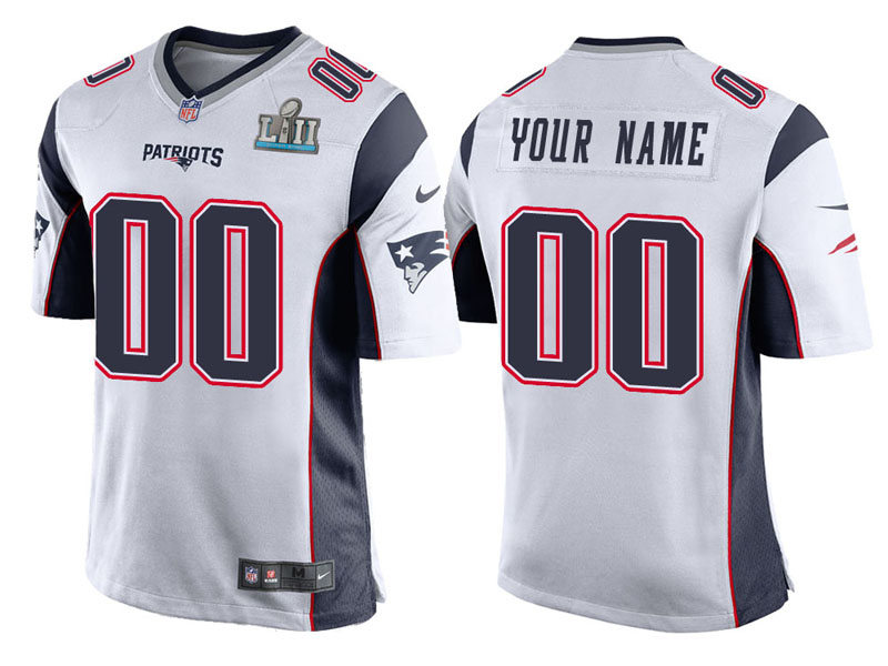 Youth New England Patriots White Super Bowl LII Bound Game Customized Jersey Youth New England Patriots White Super Bowl LII Bound Game Customized Jersey