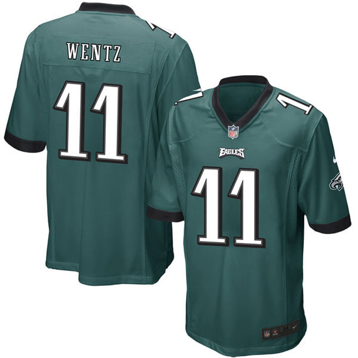 Youth Philadelphia Eagles #11 Carson Wentz Green Game Jersey Youth Philadelphia Eagles #11 Carson Wentz Green Game Jersey
