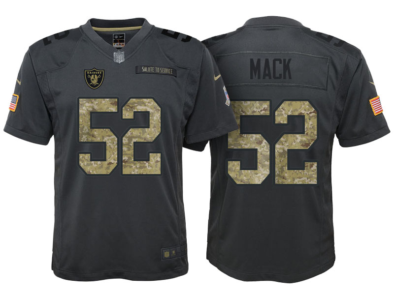 Youth Oakland Raiders #52 Khalil Mack Camo Anthracite 2016 Salute to Service Game Jersey Youth Oakland Raiders #52 Khalil Mack Camo Anthracite 2016 Salute to Service Game Jersey