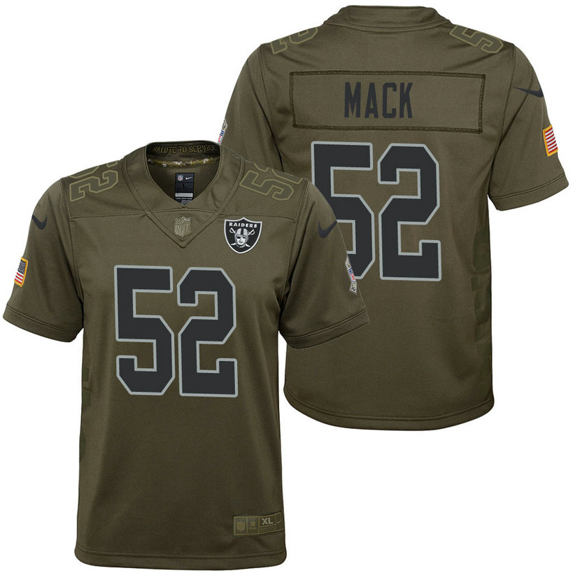 Youth Oakland Raiders Khalil Mack Olive 2017 Salute to Service Game Jersey