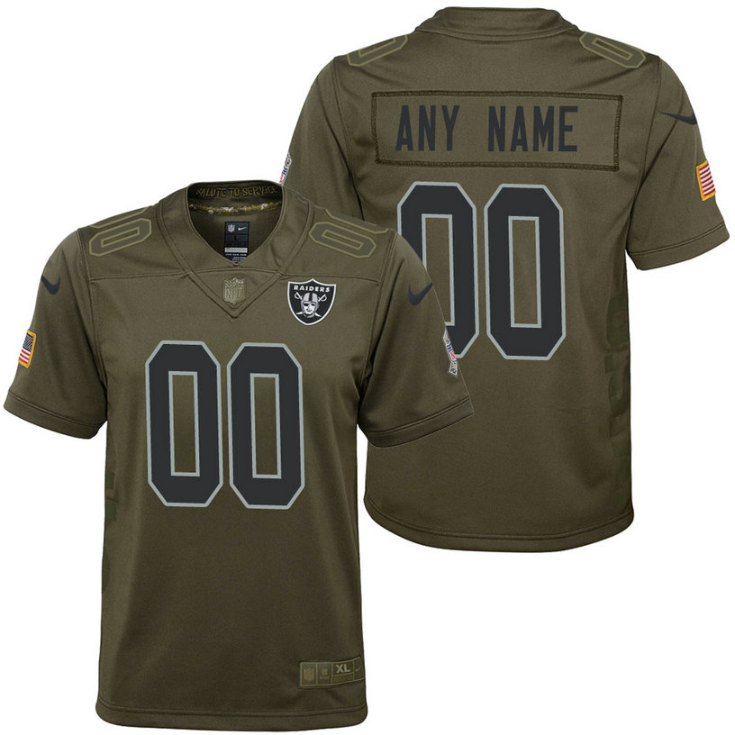 Youth Oakland Raiders Olive 2017 Salute to Service Game Customized Jersey Youth Oakland Raiders Olive 2017 Salute to Service Game Customized Jersey