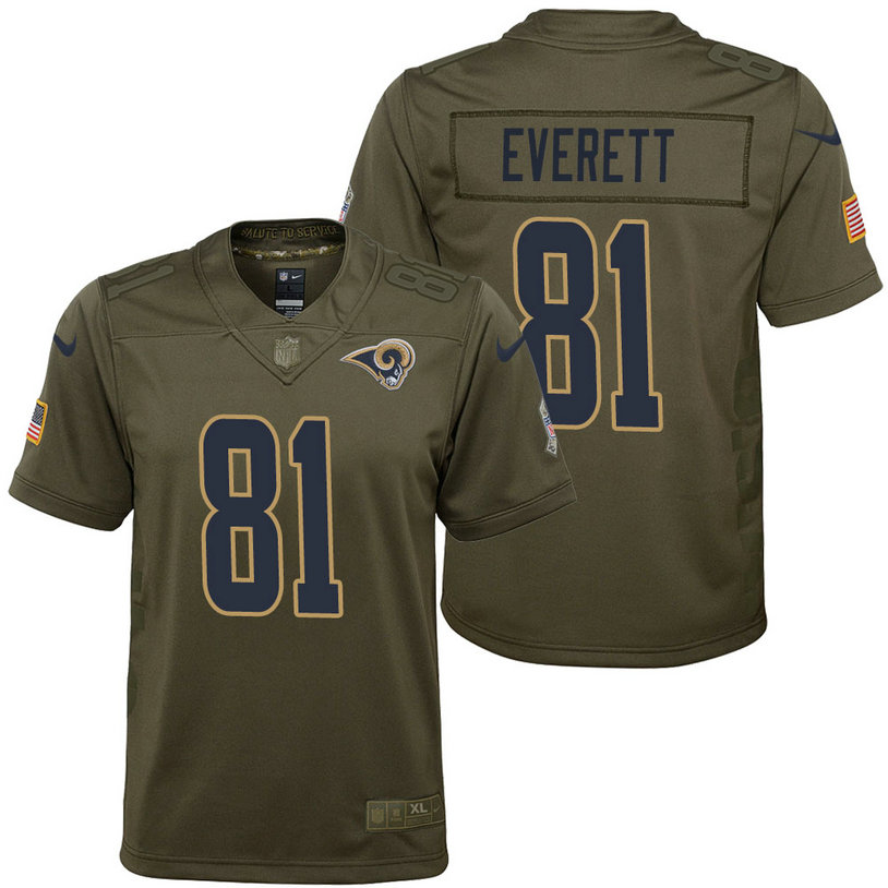 Youth Los Angeles Rams Gerald Everett Olive 2017 Salute to Service Game Jersey Youth Los Angeles Rams Gerald Everett Olive 2017 Salute to Service Game Jersey