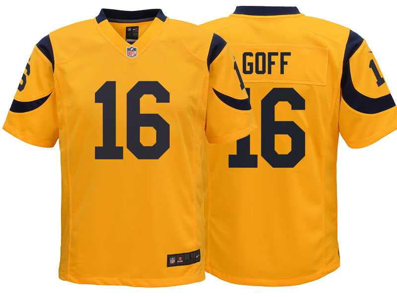 Youth Los Angeles Rams #16 Jared Goff Gold Color Rush Game Jersey Youth Los Angeles Rams #16 Jared Goff Gold Color Rush Game Jersey