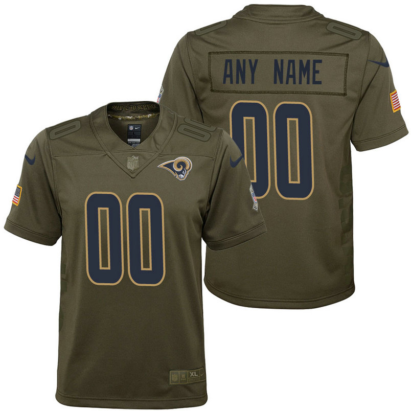 Youth Los Angeles Rams Olive 2017 Salute to Service Game Customized Jersey With Super Bowl LVI Patch Youth Los Angeles Rams Olive 2017 Salute to Service Game Customized Jersey With Super Bowl LVI Patch