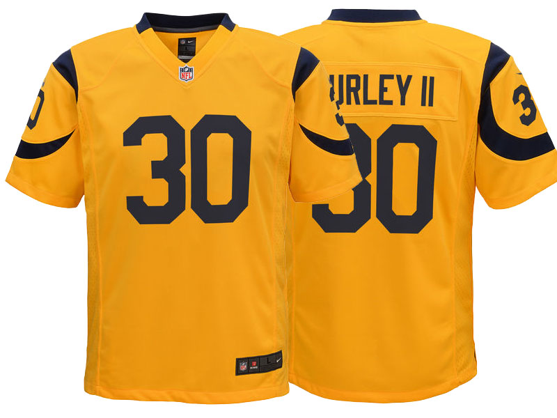 Youth Los Angeles Rams #30 Todd Gurley Gold Color Rush Game Jersey Youth Los Angeles Rams #30 Todd Gurley Gold Color Rush Game Jersey