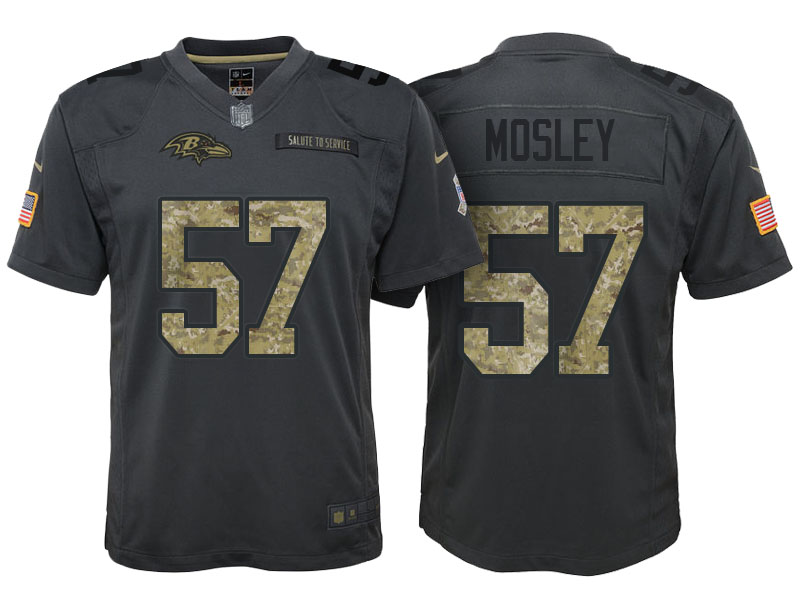 Youth Baltimore Ravens #57 C.J. Mosley Camo Anthracite 2016 Salute to Service Game Jersey Youth Baltimore Ravens #57 C.J. Mosley Camo Anthracite 2016 Salute to Service Game Jersey