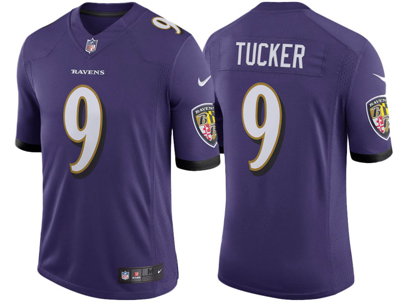 Youth Baltimore Ravens #9 Justin Tucker Purple Speed Machine Limited Player Jersey