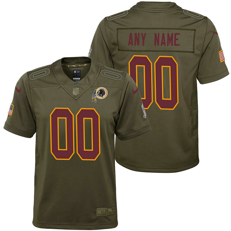 Youth Washington Redskins Olive 2017 Salute to Service Game Customized Jersey