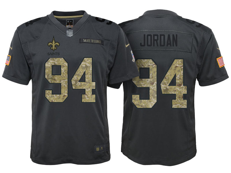 Youth New Orleans Saints #94 Cameron Jordan Camo Anthracite 2016 Salute to Service Game Jersey Youth New Orleans Saints #94 Cameron Jordan Camo Anthracite 2016 Salute to Service Game Jersey