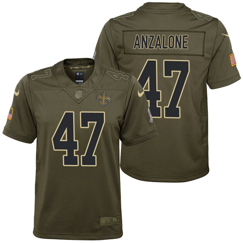 Youth New Orleans Saints Alex Anzalone Olive 2017 Salute to Service Game Jersey Youth New Orleans Saints Alex Anzalone Olive 2017 Salute to Service Game Jersey