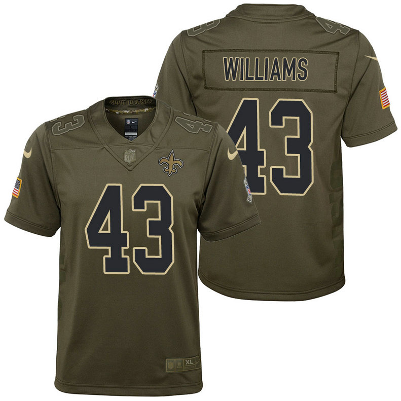 Youth New Orleans Saints Marcus Williams Olive 2017 Salute to Service Game Jersey Youth New Orleans Saints Marcus Williams Olive 2017 Salute to Service Game Jersey