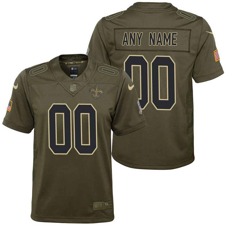 Youth New Orleans Saints Olive 2017 Salute to Service Game Customized Jersey Youth New Orleans Saints Olive 2017 Salute to Service Game Customized Jersey