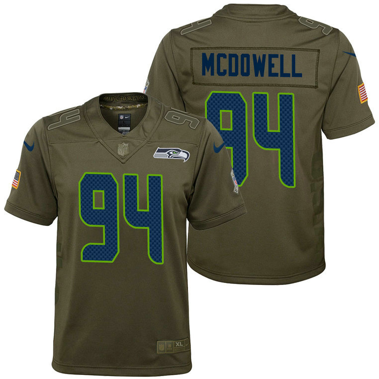 Youth Seattle Seahawks Malik McDowell Olive 2017 Salute to Service Game Jersey Youth Seattle Seahawks Malik McDowell Olive 2017 Salute to Service Game Jersey