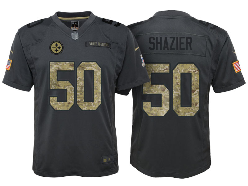 Youth Pittsburgh Steelers #50 Ryan Shazier Camo Anthracite 2016 Salute to Service Game Jersey Youth Pittsburgh Steelers #50 Ryan Shazier Camo Anthracite 2016 Salute to Service Game Jersey