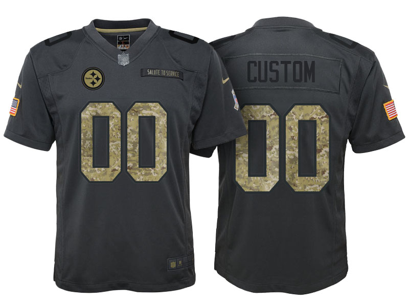 Youth Pittsburgh Steelers Anthracite Camo 2016 Salute to Service Veterans Day Customized Jersey