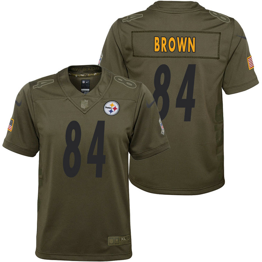 Youth Pittsburgh Steelers Antonio Brown Olive 2017 Salute to Service Game Jersey Youth Pittsburgh Steelers Antonio Brown Olive 2017 Salute to Service Game Jersey