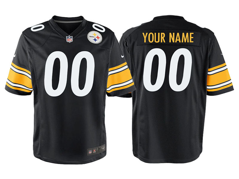 Youth Pittsburgh Steelers Black Game Customized Jersey