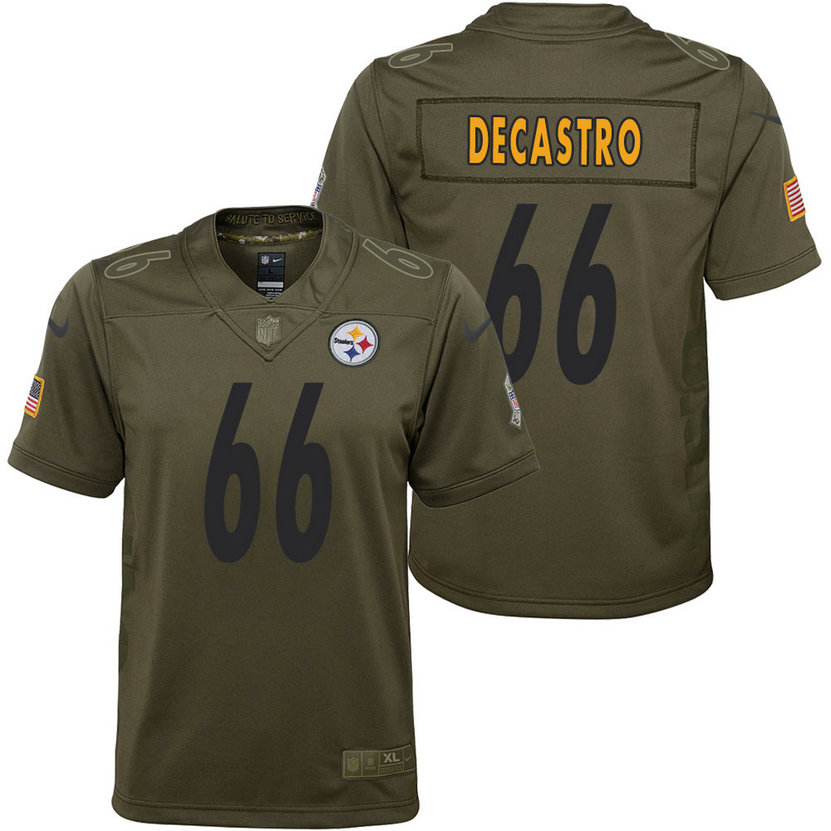 Youth Pittsburgh Steelers David DeCastro Olive 2017 Salute to Service Game Jersey