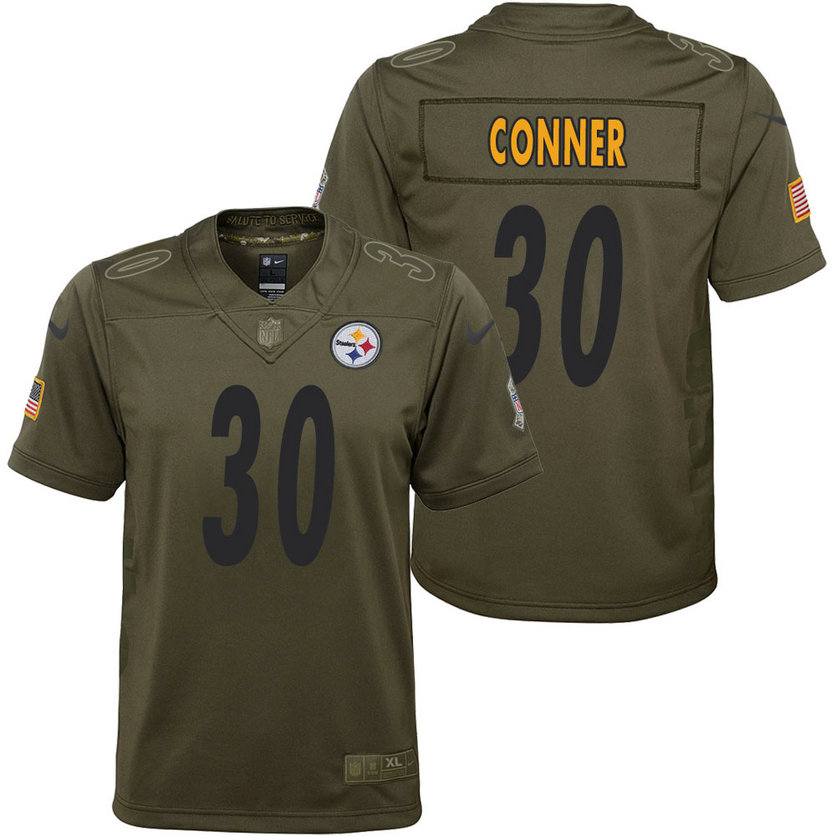 Youth Pittsburgh Steelers James Conner Olive 2017 Salute to Service Game Jersey