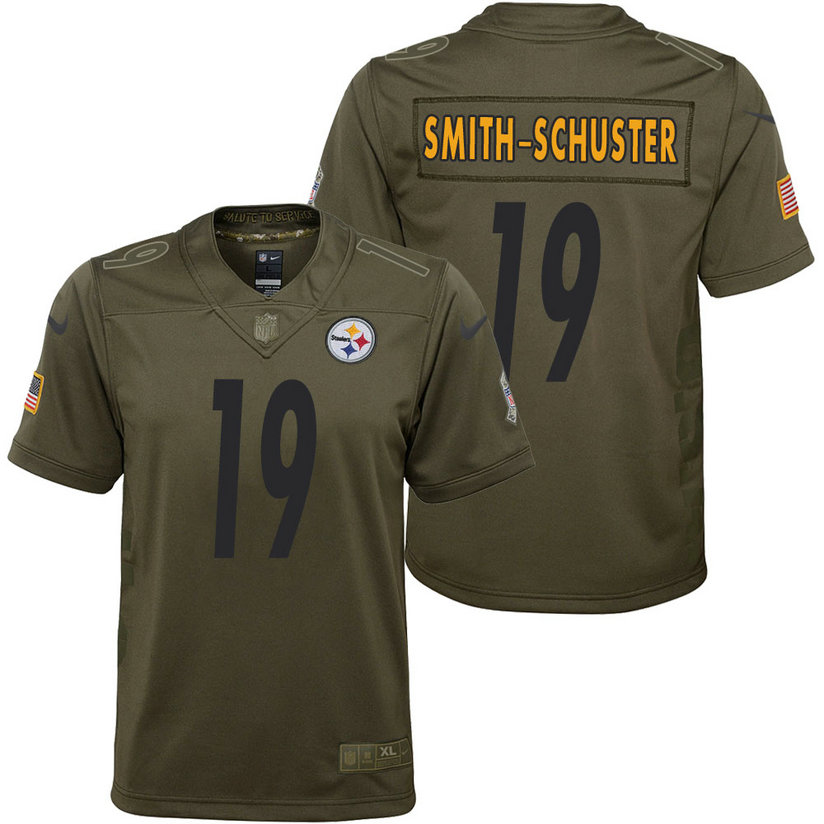 Youth Pittsburgh Steelers JuJu Smith-Schuster Olive 2017 Salute to Service Game Jersey