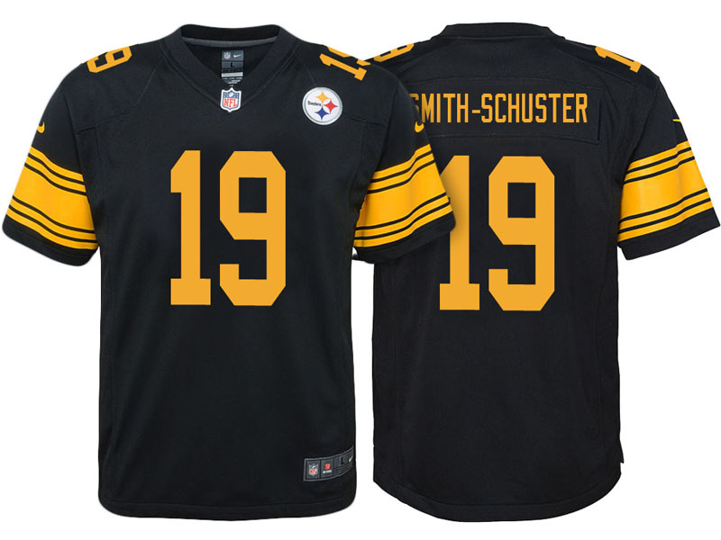 Youth Pittsburgh Steelers #19 JuJu Smith-Schuster Black Color Rush Game Jersey