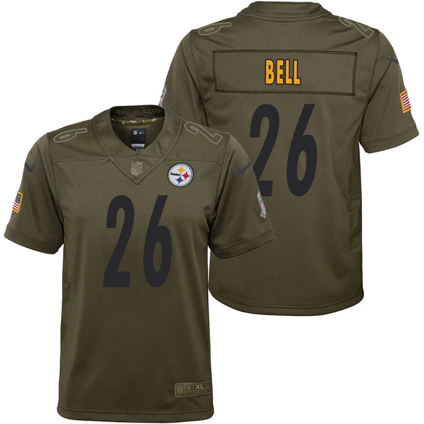 Youth Pittsburgh Steelers Le'Veon Bell Olive 2017 Salute to Service Game Jersey Youth Pittsburgh Steelers Le'Veon Bell Olive 2017 Salute to Service Game Jersey