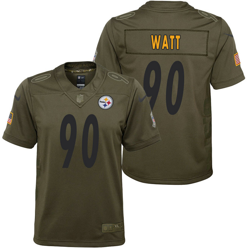 Youth Pittsburgh Steelers T.J. Watt Olive 2017 Salute to Service Game Jersey Youth Pittsburgh Steelers T.J. Watt Olive 2017 Salute to Service Game Jersey