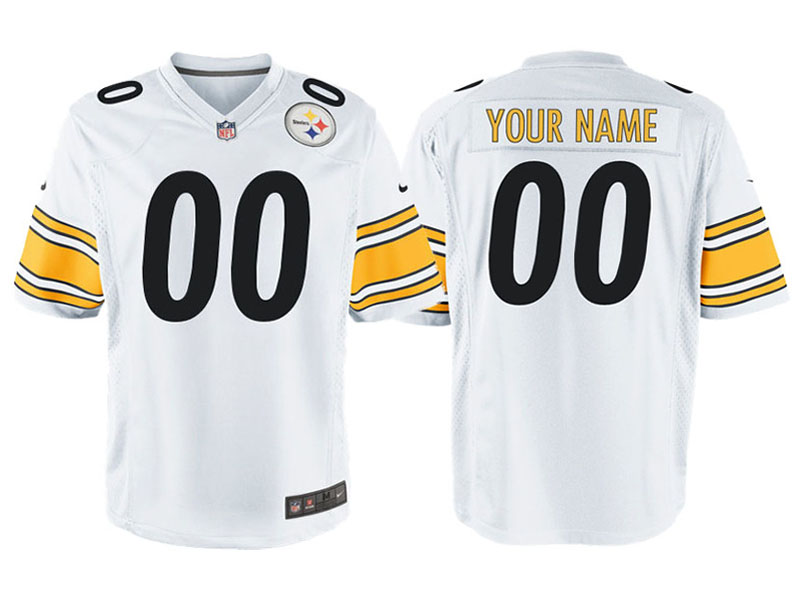 Youth Pittsburgh Steelers White Game Customized Jersey
