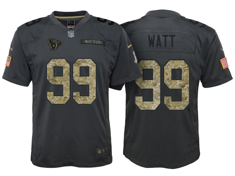 Youth Houston Texans #99 J.J. Watt Camo Anthracite 2016 Salute to Service Game Jersey Youth Houston Texans #99 J.J. Watt Camo Anthracite 2016 Salute to Service Game Jersey