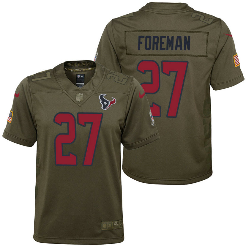 Youth Houston Texans D'Onta Foreman Olive 2017 Salute to Service Game Jersey Youth Houston Texans D'Onta Foreman Olive 2017 Salute to Service Game Jersey