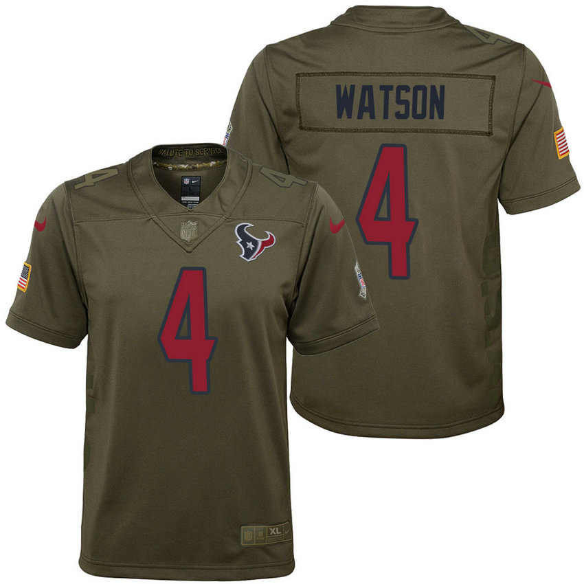 Youth Houston Texans Deshaun Watson Olive 2017 Salute to Service Game Jersey