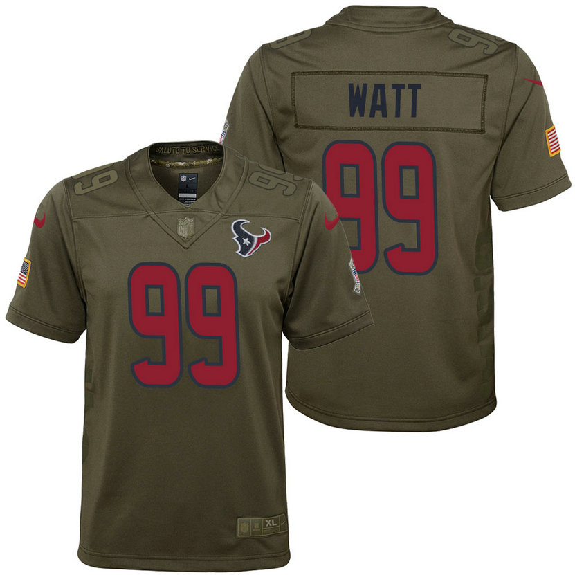 Youth Houston Texans J.J. Watt Olive 2017 Salute to Service Game Jersey Youth Houston Texans J.J. Watt Olive 2017 Salute to Service Game Jersey
