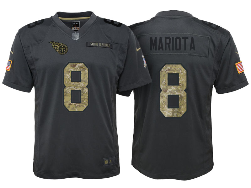 Youth Tennessee Titans #8 Marcus Mariota Camo Anthracite 2016 Salute to Service Game Jersey Youth Tennessee Titans #8 Marcus Mariota Camo Anthracite 2016 Salute to Service Game Jersey