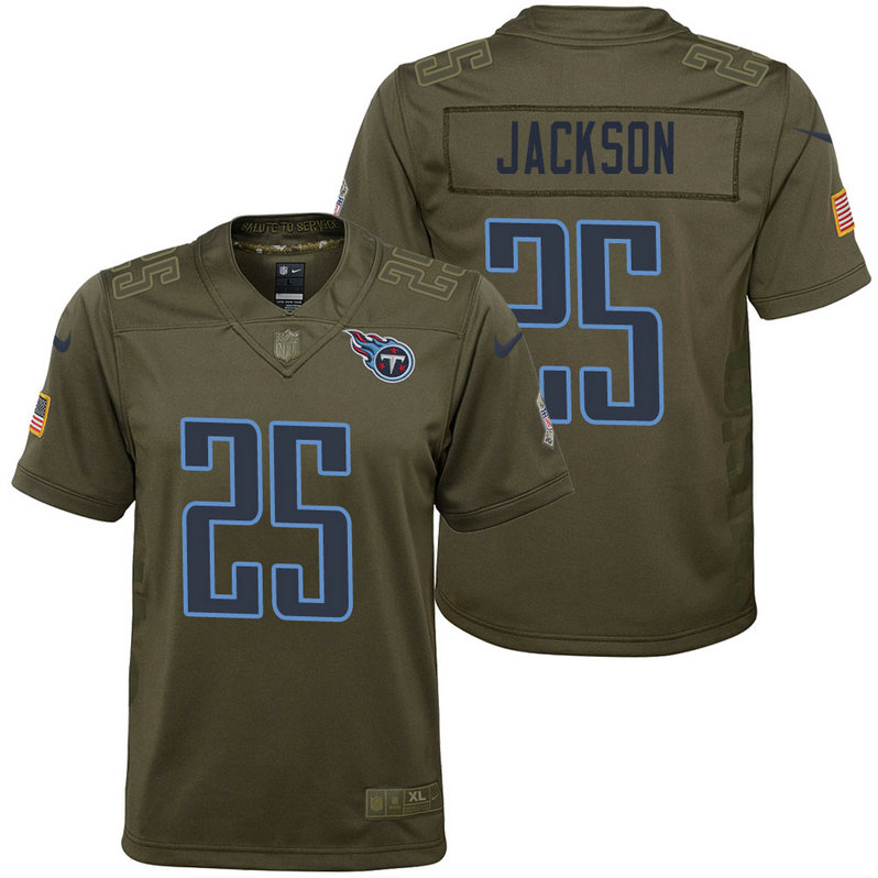 Youth Tennessee Titans Adoree' Jackson Olive 2017 Salute to Service Game Jersey Youth Tennessee Titans Adoree' Jackson Olive 2017 Salute to Service Game Jersey