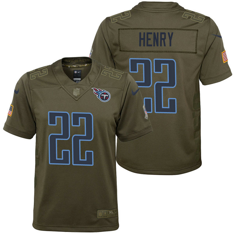 Youth Tennessee Titans Derrick Henry Olive 2017 Salute to Service Game Jersey