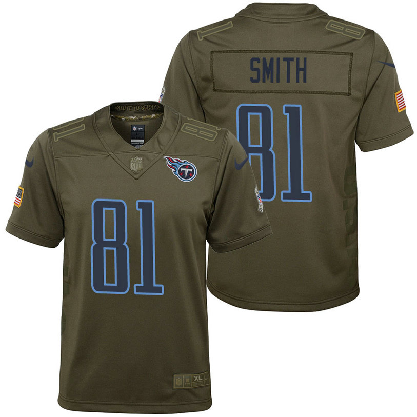 Youth Tennessee Titans Jonnu Smith Olive 2017 Salute to Service Game Jersey