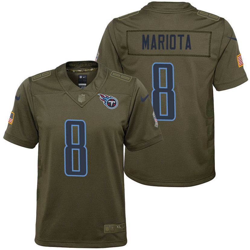 Youth Tennessee Titans Marcus Mariota Olive 2017 Salute to Service Game Jersey Youth Tennessee Titans Marcus Mariota Olive 2017 Salute to Service Game Jersey