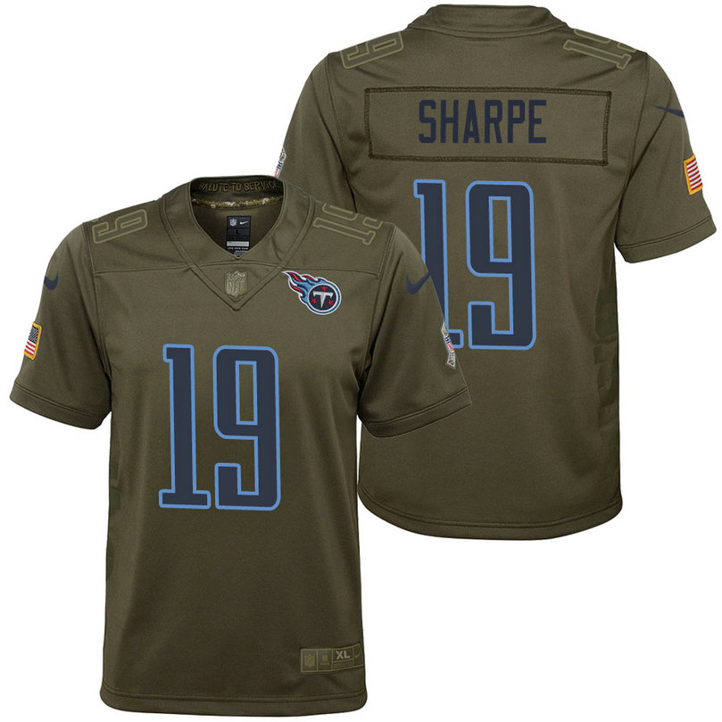 Youth Tennessee Titans Tajae Sharpe Olive 2017 Salute to Service Game Jersey