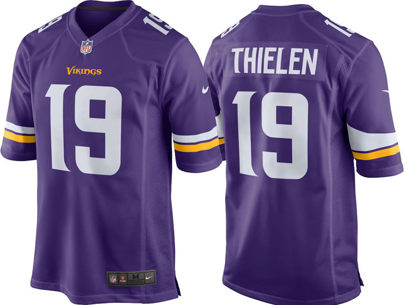 Youth Minnesota Vikings #19 Adam Thielen Purple Game Jersey