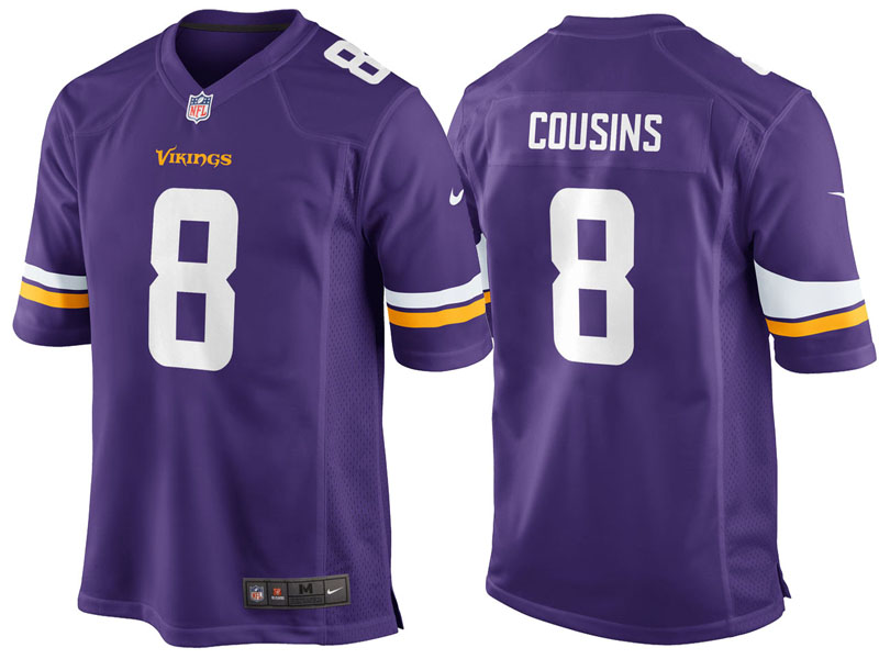 Youth Minnesota Vikings #8 Kirk Cousins Purple Game Jersey
