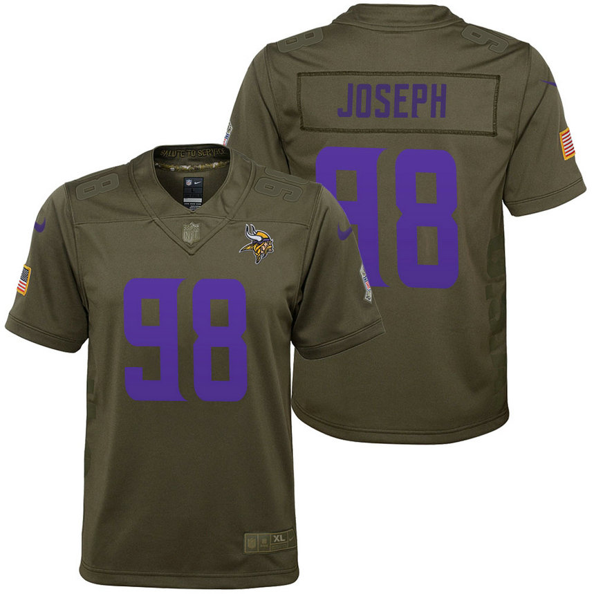 Youth Minnesota Vikings Linval Joseph Olive 2017 Salute to Service Game Jersey Youth Minnesota Vikings Linval Joseph Olive 2017 Salute to Service Game Jersey