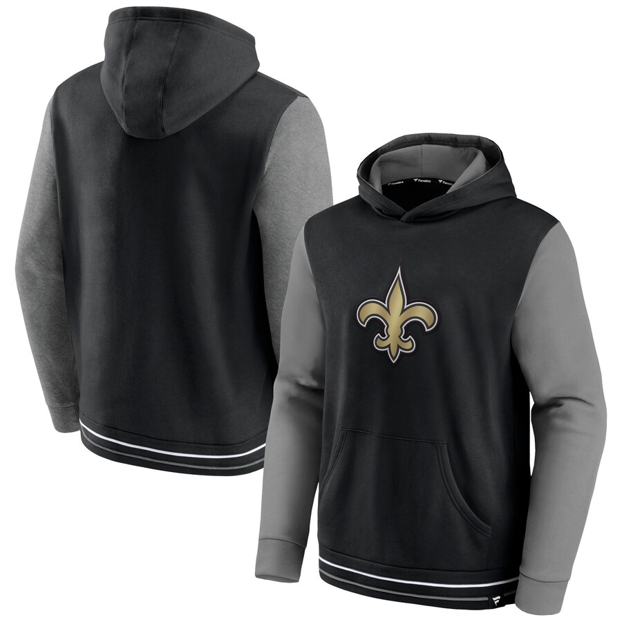 New Orleans Saints Black/Gray Block Party Pullover Hoodie New Orleans Saints Black/Gray Block Party Pullover Hoodie